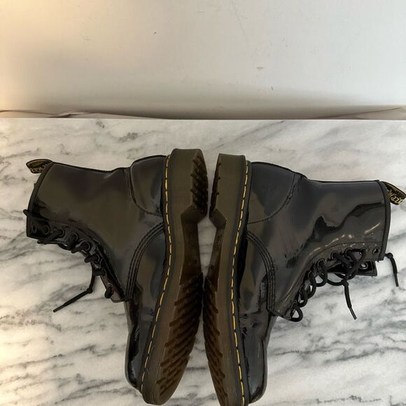 Dr Martens 1460 Black Patent Leather Lace-Up moto combat Boots size 9 women - Picture 12 of 15